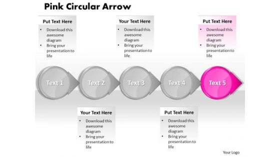 Ppt Pink Arrow Process Flow PowerPoint Template Chart Templates