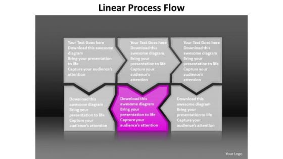 Ppt Pink Piece Incredible Connections Linear Process Flow PowerPoint Templates