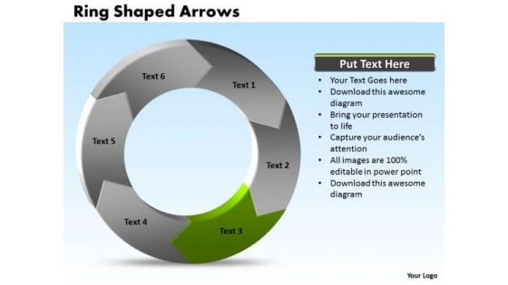 Ppt Power Point Org Chart Shaped Arrows 6 Segments PowerPoint Templates