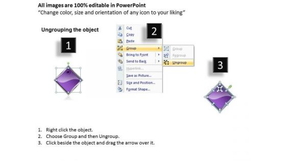 Ppt Purple Diamond Horizontal Manner 6 Practice The PowerPoint Macro Steps Templates