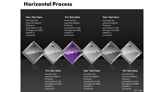 Ppt Purple Diamond Horizontal Process 6 Phases PowerPoint Templates