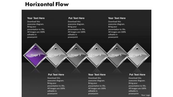 Ppt Purple Diamond Horizontal Process 6 PowerPoint Slide Numbers 2 Templates