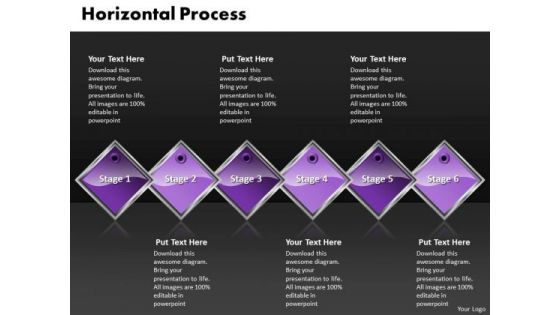 Ppt Purple Diamond Horizontal Process 6 Steps Working With Slide Numbers PowerPoint Templates