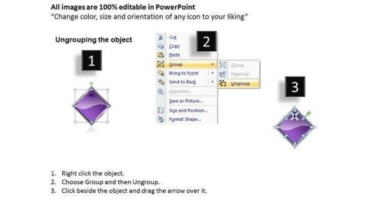Ppt Purple Diamond Horizontal Process 6 Steps Working With Slide Numbers PowerPoint Templates