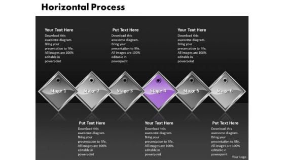 Ppt Purple Diamond Horizontal Process Six Practice The PowerPoint Macro Steps Templates