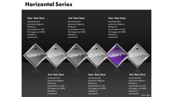 Ppt Purple Diamond Horizontal Series 6 Steps Working With Slide Numbers PowerPoint Templates