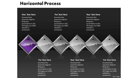 Ppt Purple Diamond Linear Process 6 PowerPoint Slide Numbers Templates