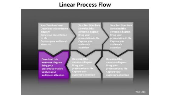 Ppt Purple Piece Live Connections In Linear Process Work Flow Chart PowerPoint Templates