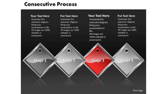 Ppt Red Diamond Consecutive Opreation 4 Steps PowerPoint Templates