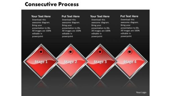 Ppt Red Diamond Consecutive Process 4 Steps Working With Slide Numbers PowerPoint Templates