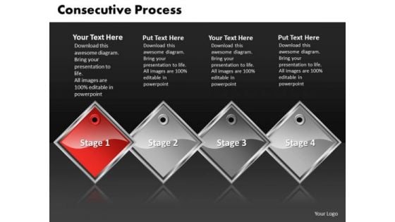 Ppt Red Diamond Continuous Process 4 PowerPoint Slide Numbers Templates