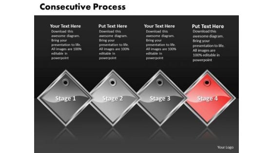 Ppt Red PowerPoint Background Diamond Consecutive Process Four Steps Templates