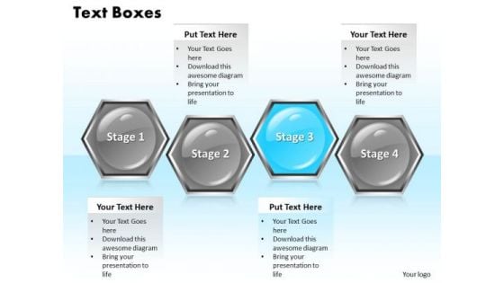 Ppt Regular Hexagon Shaped Text Boxes PowerPoint Background 4 Stages Templates