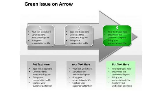 Ppt Regular Representation Of 3 Issues An Arrow Green PowerPoint Templates