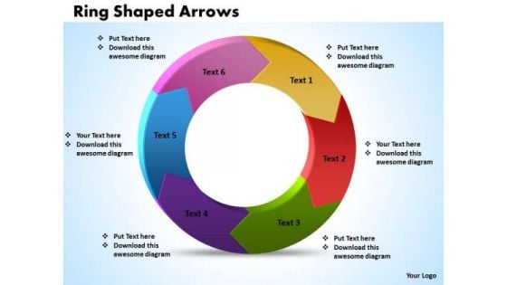Ppt Ring Shaped PowerPoint Smartart Graphics 2010 Arrows 6 Divisions Templates
