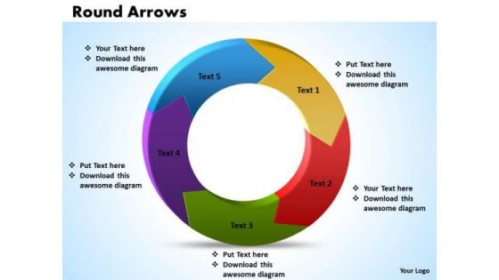 Ppt Round Corners Shapes Arrows PowerPoint 5 Levels Templates