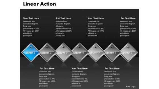 Ppt Royal Blue PowerPoint Background Diamond Linear Action 7 Stages Templates