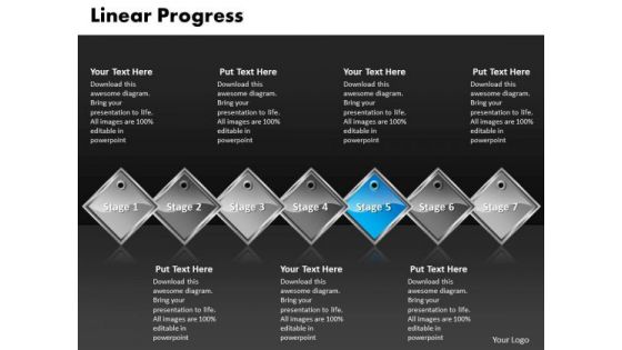 Ppt Royal Blue PowerPoint Background Diamond Linear Progress 7 Stages Templates