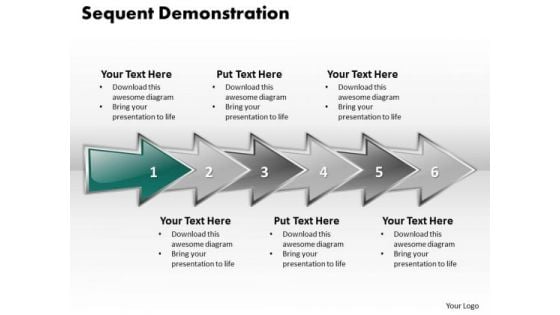 Ppt Sequent Demonstration Using Arrows Six Steps PowerPoint Templates