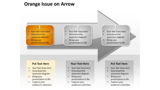 Ppt Sequential Demonstration Of 3 Issues An Arrow Orange PowerPoint Templates