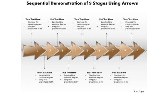 Ppt Sequential Demonstration Of 9 Stages Using Circular Arrows PowerPoint 2010 Templates