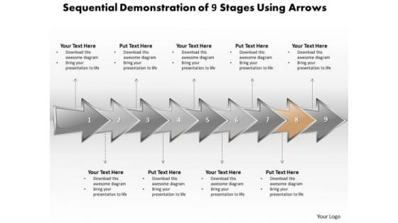 Ppt Sequential Description Of 9 Stages Using Shapes Arrows PowerPoint Templates