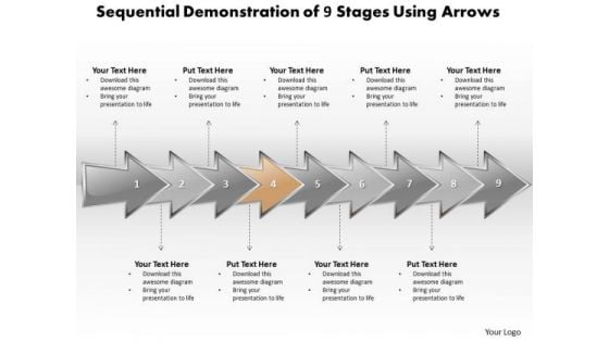 Ppt Sequential Explanation Of 9 State Diagram Using 3d Arrows PowerPoint Templates