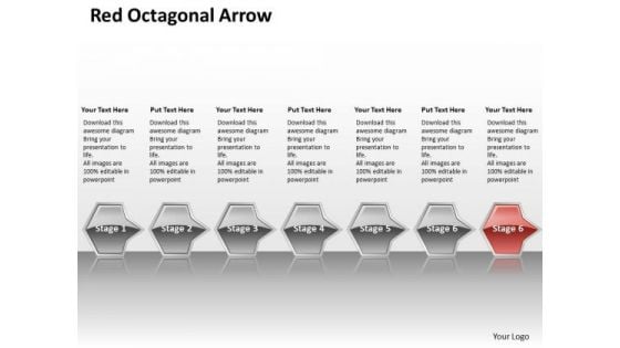 Ppt Sequential Flow Of Red Octagonal Arrow Stage 7 PowerPoint Templates