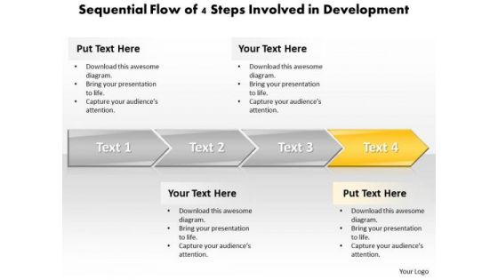 Ppt Sequential Flow PowerPoint Theme Of 4 Steps Involved Development Templates