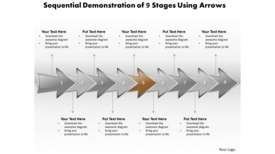 Ppt Sequential Illustration Of 9 Phase Diagram Using Arrows PowerPoint Templates