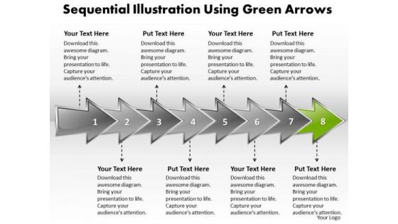 Ppt Sequential Illustration Using Arrows PowerPoint 2007 Templates