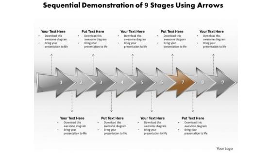 Ppt Sequential Report Of 9 Stages Using Arrows Layouts PowerPoint 2003 Templates