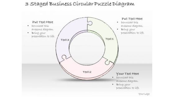 Ppt Slide 3 Staged Business Circular Puzzle Diagram Sales Plan