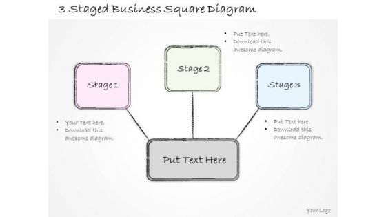 Ppt Slide 3 Staged Business Square Diagram Sales Plan