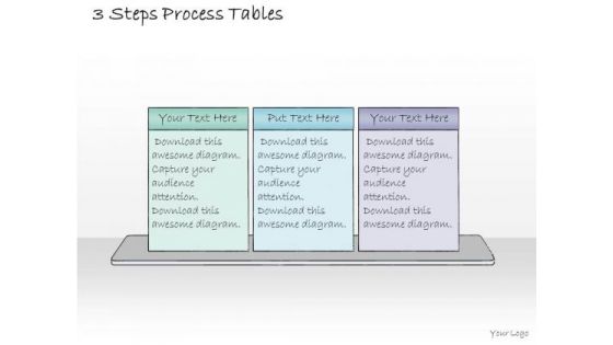 Ppt Slide 3 Steps Process Tables Sales Plan