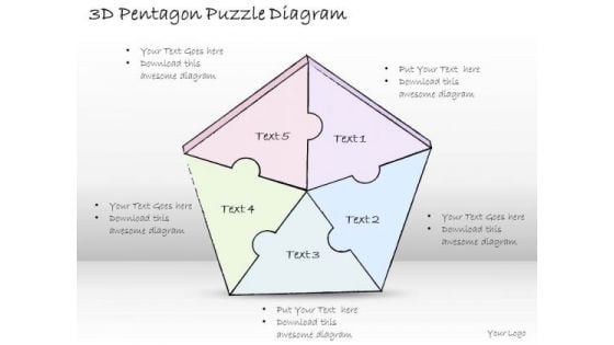 Ppt Slide 3d Pentagon Puzzle Diagram Marketing Plan