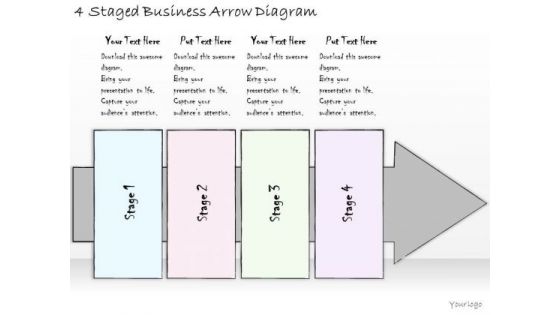 Ppt Slide 4 Staged Business Arrow Diagram Plan