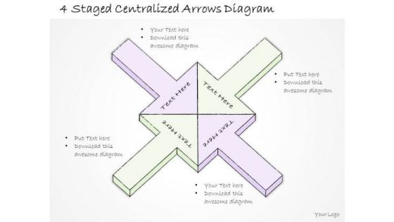 Ppt Slide 4 Staged Centralized Arrows Diagram Marketing Plan