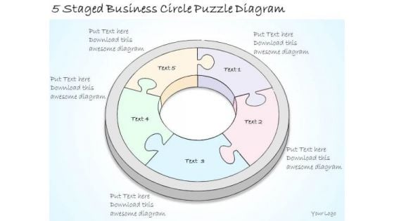 Ppt Slide 5 Staged Business Circle Puzzle Diagram Sales Plan