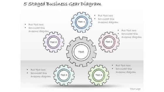 Ppt Slide 5 Staged Business Gear Diagram Diagrams