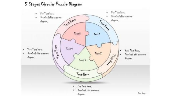 Ppt Slide 5 Stages Circular Puzzle Diagram Sales Plan