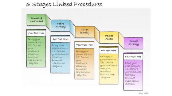 Ppt Slide 6 Stages Linked Procedures Business Diagrams