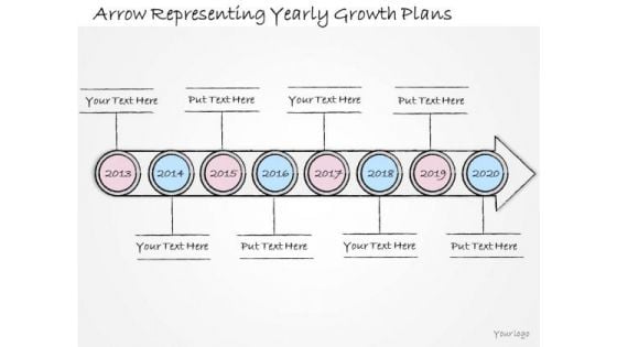 Ppt Slide Arrow Representing Yearly Growth Plans Sales