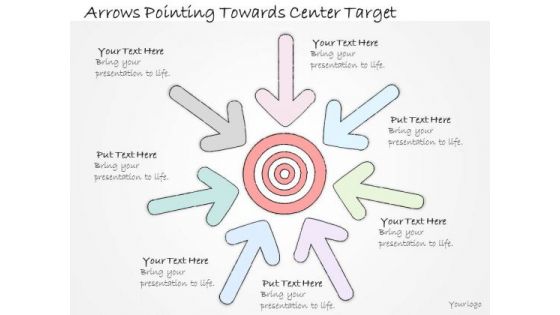 Ppt Slide Arrows Pointing Towards Center Target Business Diagrams