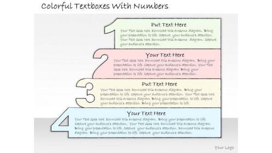 Ppt Slide Colorful Textboxes With Numbers Business Plan