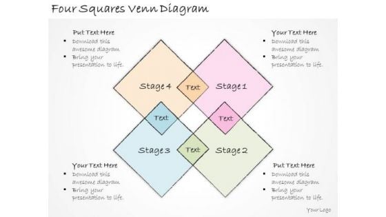 Ppt Slide Four Squares Venn Diagram Business Plan