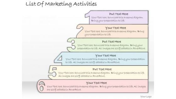 Ppt Slide List Of Marketing Activities Business Plan