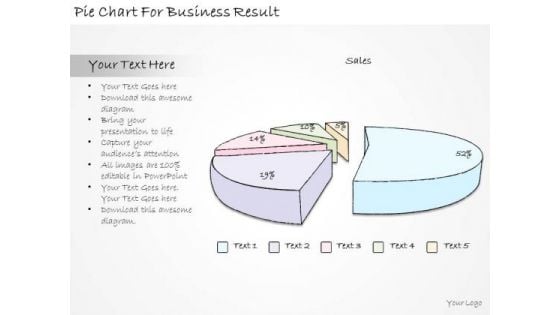 Ppt Slide Pie Chart For Business Result Sales Plan