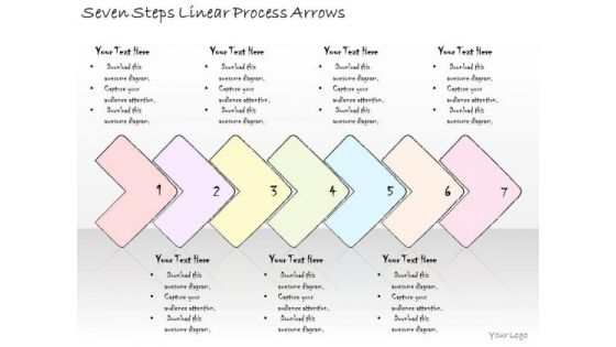 Ppt Slide Seven Steps Linear Process Arrows Strategic Planning