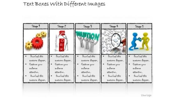 Ppt Slide Text Boxes With Different Images Business Diagrams